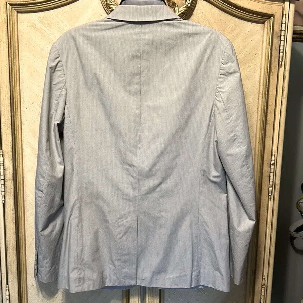 Kenneth Cole Gray Tan Off white Pinstripe Lightweight Casual Blazer Jacket